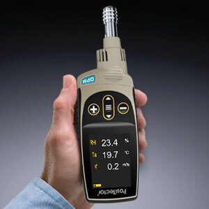 Dew Point Meters for Environmental Monitoring Measures and records climatic conditions including: relative humidity, air temperature, surface temperature, dew point temperature, wind speed, and difference between surface and dew point temperatures. Ideal for surface preparation as required by ISO 8502-4, BS 7079-B4, ASTM D3276, IMO PSPC, SSPC-PA7, and US Navy NSI 009-32. Large 2.8" impact resistant color touchscreen with redesigned keypad for quick menu navigation Weatherproof, dustproof, and water-resistant—IP65-rated enclosure Fast response precision sensors provide accurate, repeatable readings Auto Log mode records environmental parameters at user selected time intervals PosiTector interchangeable platform—attach any PosiTector probe to a single gage body USB, WiFi, and Bluetooth connectivity to PosiSoft PC, Mac, and Smartphone software Certificate of Calibration showing traceability to NIST included (Long Form) Conforms to ISO 8502-4, BS 7079-B4, ASTM D3276, IMO PSPC, SSPC-PA7, US Navy NSI 009-32, and Navy NAVSEA 009-32